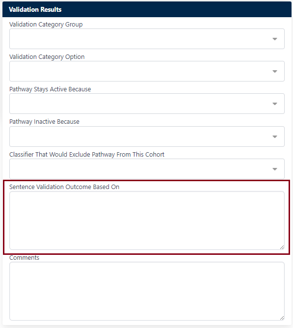 Outcome evidence input