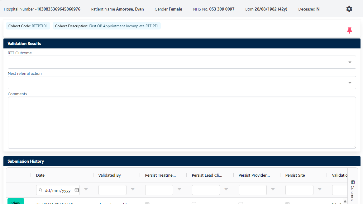 Referral Validation form