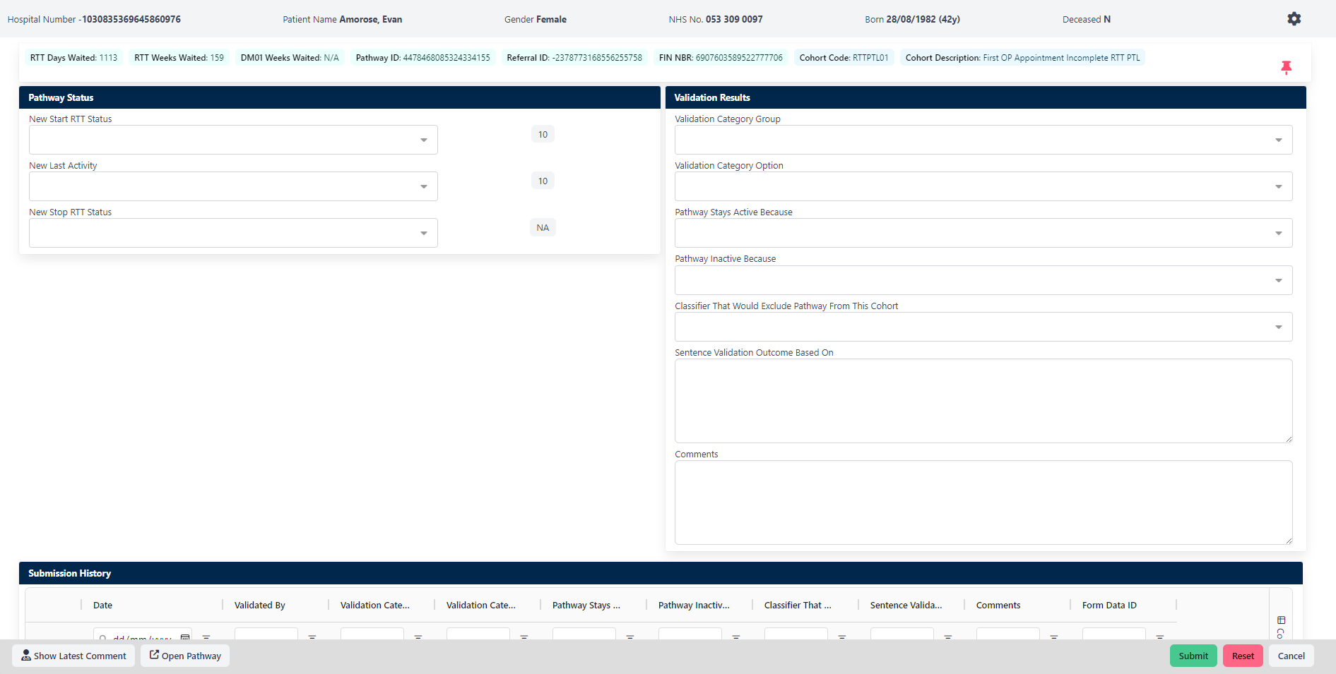 Rova Validation form