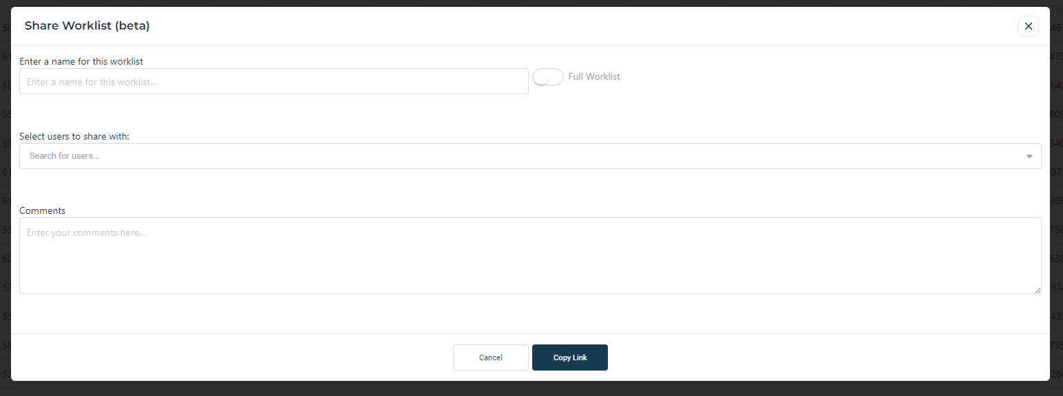 Share Worklist Modal