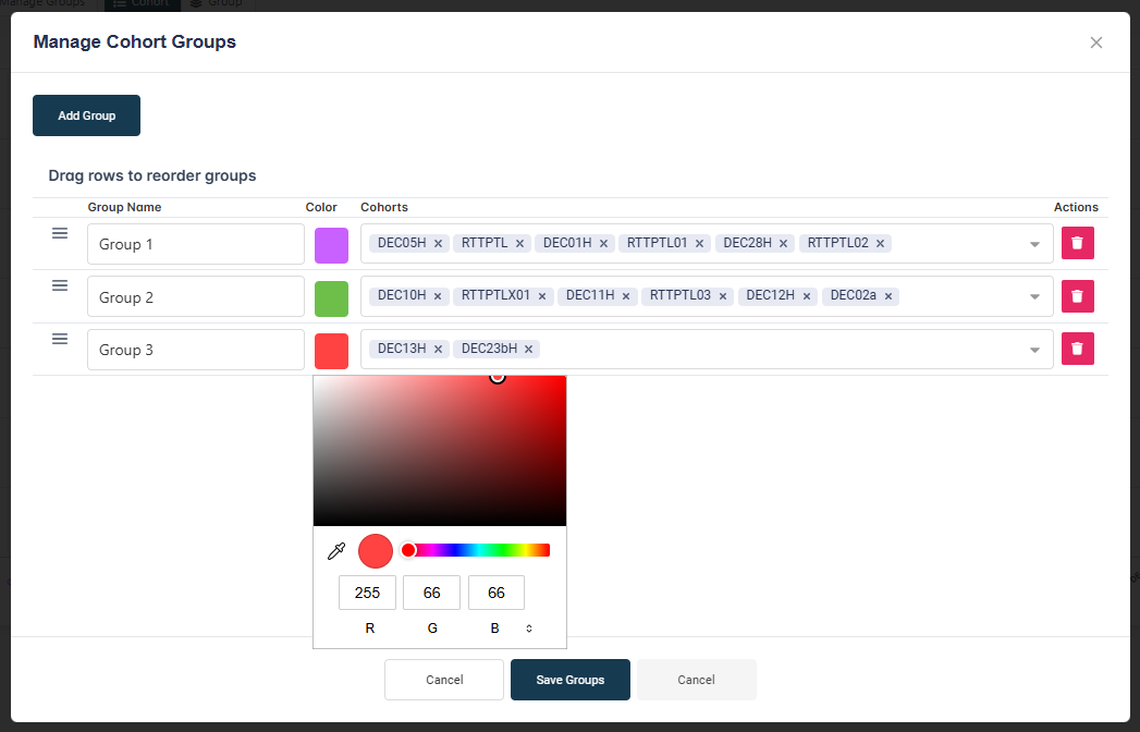 Hierarchy Groups Modal