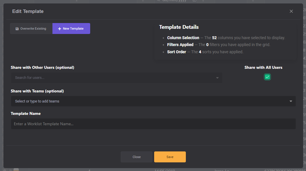 Worklist Template Share All Users