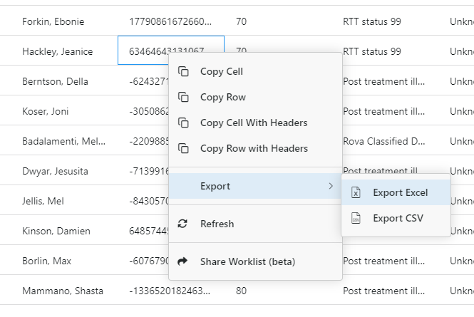 Export Worklist