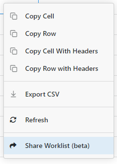 Share Worklist on Context Menu