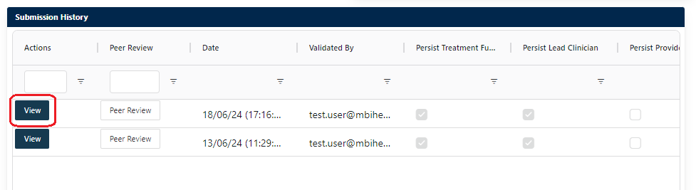 Validation History