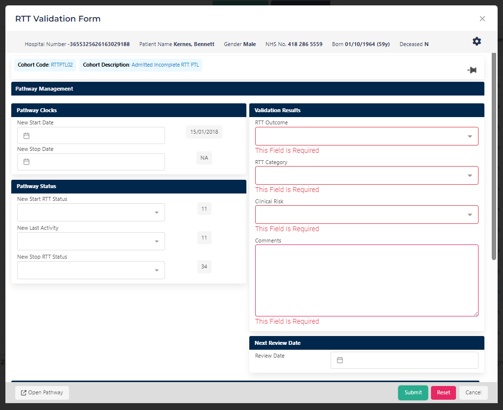Required Validation Fields